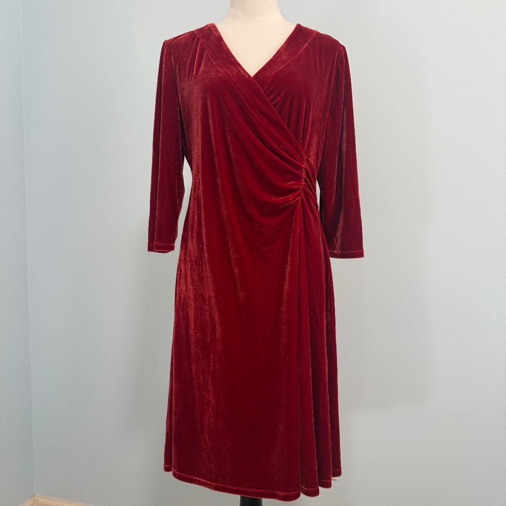 Soft Surroundings Women’s Velvet Hyannis Dress Red Dahlia Size L‎